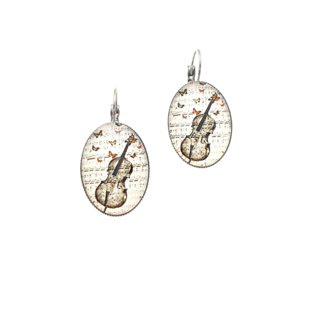 earrings oval silver steel viola1